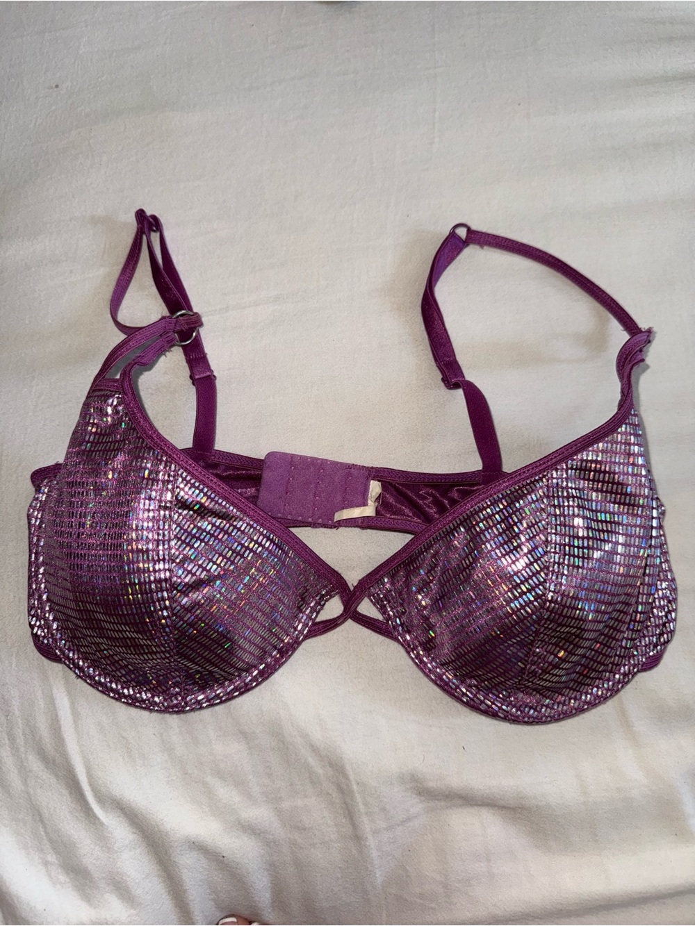 Vintage 32c Purple sequin rave bra  #glamour #party